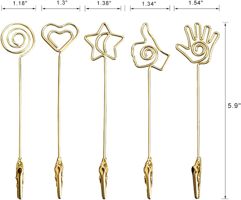 ELANE 15 pcs Metal Wire Alligator Clamp,Memo Clip,Double End Wire Card Holder for DIY Card,Photo,Memo,Banquet,Wedding,Flower Shop(Gold+Silver+Rosegold) - Image 2